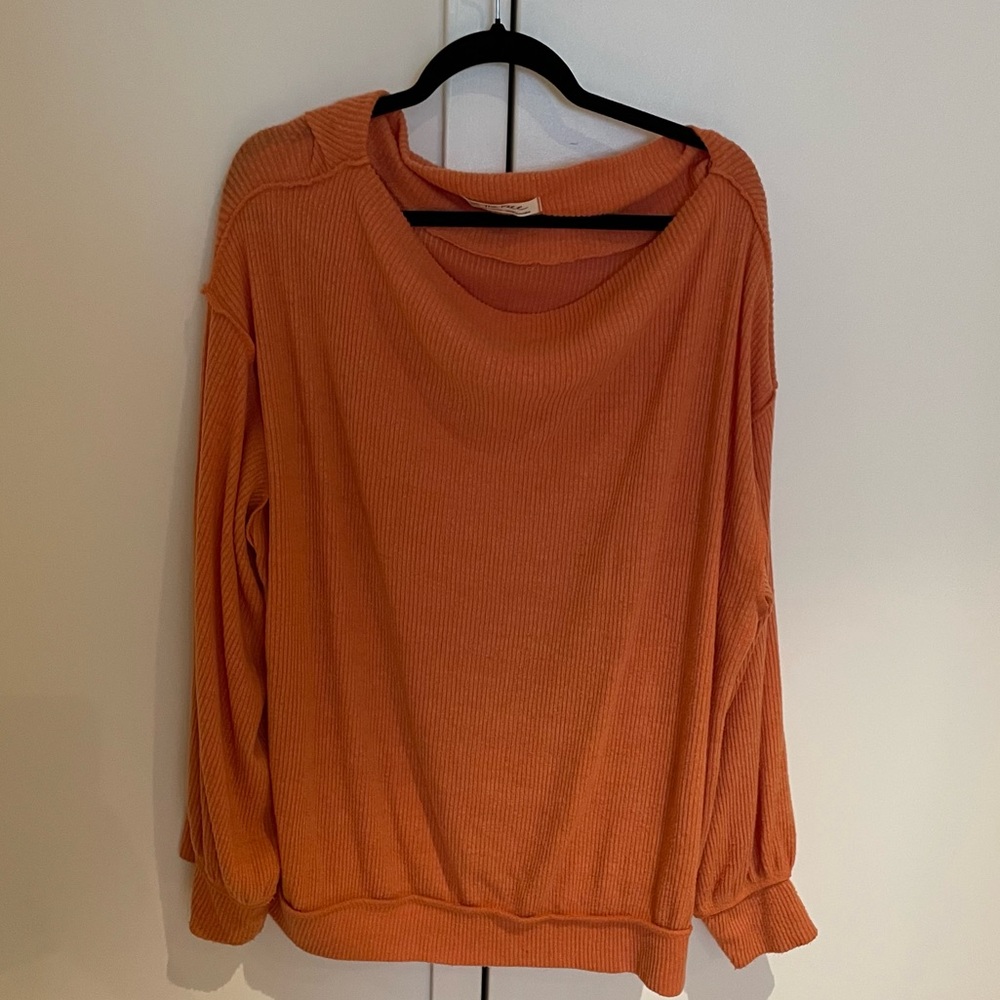 Free People Boatneck Orange Sweater